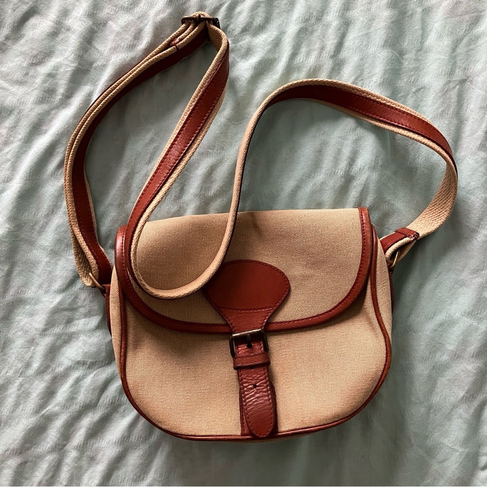 LL Bean Vintage Canvas Shoulder Bag with Leather Trim